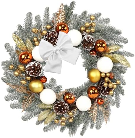 Christmas Wreaths for Front Door Decor Flower, 20" Winter Berries by Culudea