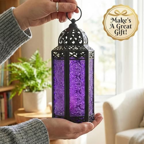 Vela Lanterns Decorative Indoor Gothic Candle Holders, Purple, M, 3-Pack - Image 4