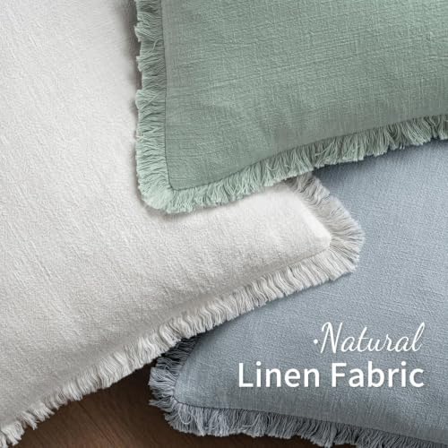 MIULEE Linen Fringe Decorative Euro Throw Pillow Covers Sky Blue 26x26 - Image 4