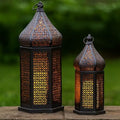 Vela Lanterns Decorative Indoor Black Moroccan Temple Lanterns, Set of 2 by VelaCandleLanterns