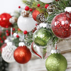 34PCS Red/Green/White Christmas Ball Ornaments Set for Tree Decor - Image 3