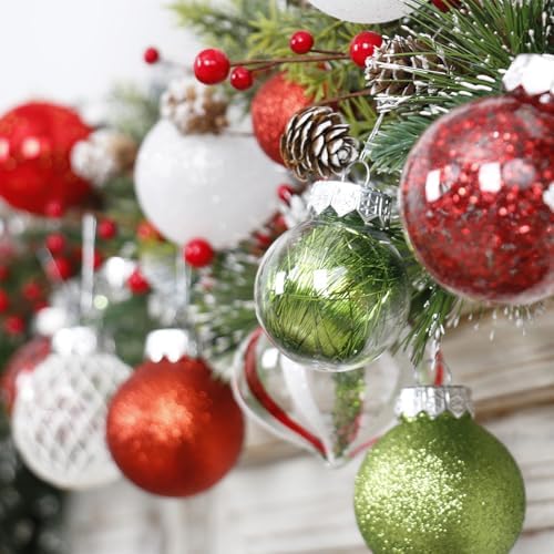 34PCS Red/Green/White Christmas Ball Ornaments Set for Tree Decor - Image 3