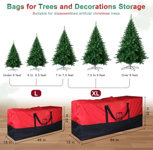 Christmas Tree Storage Bag, 9 ft, 600D Oxford, RED & BLACK - Image 3