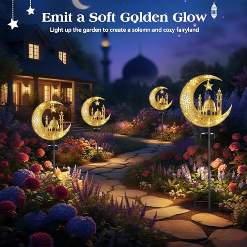 Lewondr 2Pcs Ramadan Solar Lights, Ramadan Decorations Outdoor - Image 3