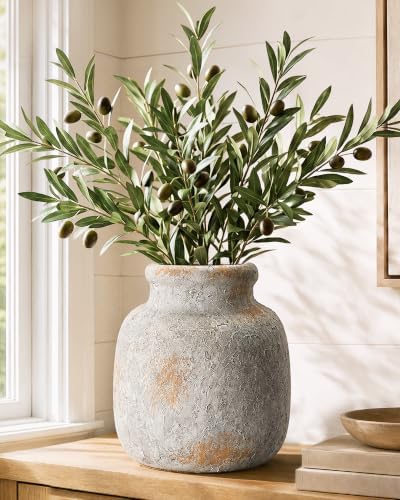 Rustic Ceramic Vase for Home Decor, 6.4 Inch Small Farmhouse Flower Vase by YVTVY