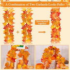 8 Pack Fall Garlands 6.6Ft Artificial Maple Garland for Thanksgiving Décor - Image 4