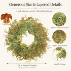24 Inch Pre-Lit Boxwood Fall & Winter Wreath for Front Door Porch - Image 2