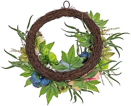 National Tree Company 22-Inch Harvest Wreath with Flowers, Pumpkins, and Greenery - Fall Door Decoration for Autumn and Thanksgiving - Image 4