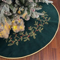 Green Christmas Tree Skirt Velvet 48 Inch - Dark Green Xmas Decorations by Scritism