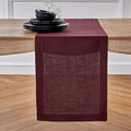 Solino Home 100% Pure Linen Table Runner Burgundy Hemstitch, 14 x 72 in by SolinoHome