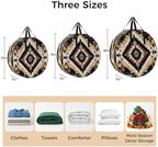 Abstract Ethnic Style Art Round Storage Bag 36 Inch, Retro Brown Green Weaving Pattern Clothes Storage Container with Handles Heavy Duty Organizer for Comforter, Bedding & Holiday Wreaths - Image 7