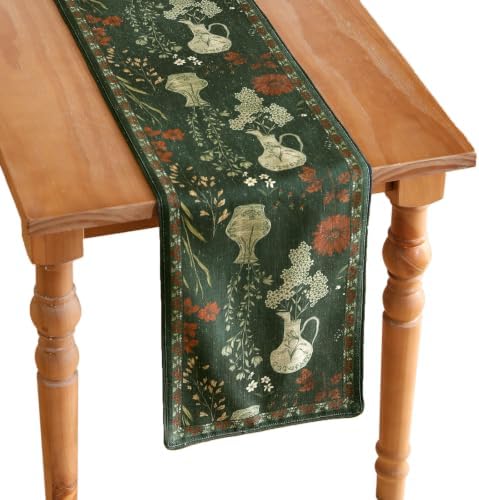 ISAENNE Designer French Linen Table Runner,71"x12"-Nocturne by Isaennehomedecoration