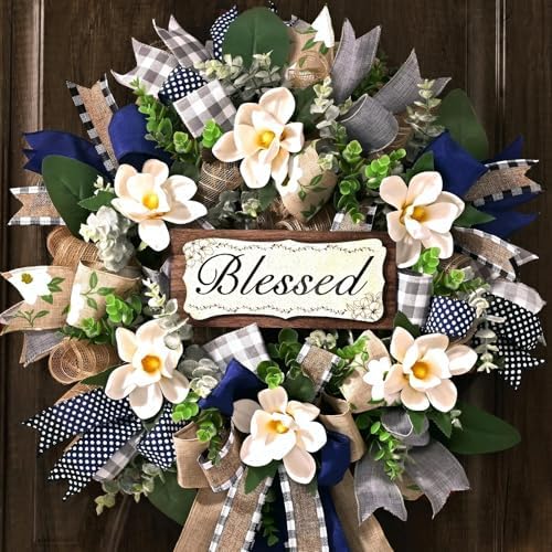 Waipfaru Wreaths for Front Door, 22 Inch Magnolia Door Wreath, 1 Pc by Waipfaru