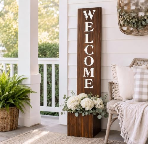 Pinkunn Fall Welcome Sign for Front Porch Standing 58'' with Planter Box - Image 4