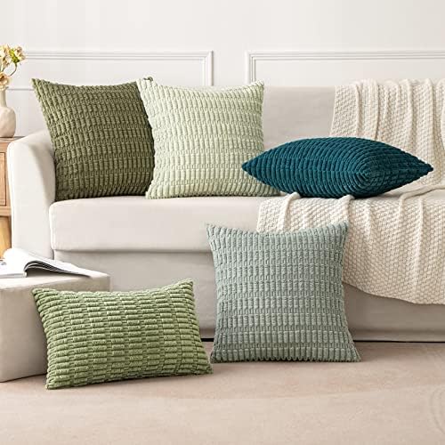MIULEE Euro Sham Corduroy Decorative Throw Pillow Covers 24x24 Olive Green - Image 6