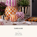 MACKENZIE-CHILDS Resin Pumpkin, Mini, Orange-and-White Orange Check - Image 5