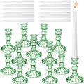 Suclain 24 Pcs Glass Candle Holder Set 12 Candlestick White Candles,Green by Suclain