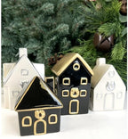 Ceramic Christmas Village Set of 4 Christmas Village Houses Ceramic by Unknown