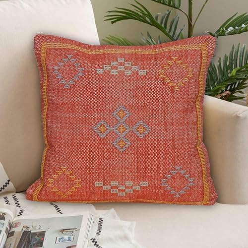 Indian Cotton Cushion Cover Sabra Kilim Pillow Cover Designer Decorative Sofa 18x18 Inche Handwoven Cushion Case for Farmhouse Home Decor Spring Decorative Pillow (Pattern 20) - Image 2