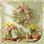 Dingion 6 Pcs 6" Mini Spring Cabinet Wreaths Spring and Summer Wildflower Candle Rings Wreaths for Kitchen with Ribbon Small Floral Wreath for Window Door Farmhouse Wedding Decorations - Image 4