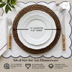 ChargeIt by Jay Rattan Charger Plates Hand Woven Round Brown, 13" - 8 Set - Image 3