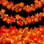 Fall Decor Fall Decorations for Home 9FT Plug in Fall Garland with Lights 50 Orange Bulbs Connectable Lighted Fall Garland Light for Indoor Outdoor Halloween Thanksgiving Harvest Decorations(2 Packs) by Meknow