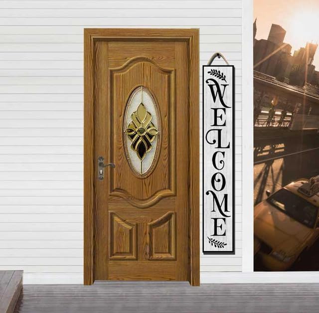 32x8 Inch Farmhouse Rustic Vertical Welcome Sign for Front Porch - Wood Plank Set, Timeless Design, Ideal for Indoor & Outdoor Display - Image 4