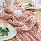 Cheesecloth Table Runner 10FT 12Pcs Dusty Pink Boho Gauze Sheer Runners - Image 6