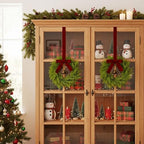 6Pcs Mini Christmas Cedar Wreath, 12 Inch Small Wreaths for Kitchen Cabinets, with Deep Red Bow Vintage Bells Pine and Cypress Leaves for Fireplace Window Farmhouse Indoor Home Decorations - Image 3