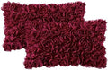 MIULEE Pack of 2 3D Decorative Romantic Stereo Chiffon Rose Flower Throw Pillow Cover Solid Square Pillowcase for Christmas Day Decoration Sofa Bedroom Car 12x20 Inch (30x50cm) Wine Red by MIULEE