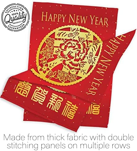 Breeze Decor HS116015-BO-02 Chinese Sping Luck Arrive Winter New Year Decorative Vertical House Flag Set, 28"x 40" w/Flagpole, Multi-Color - Image 7