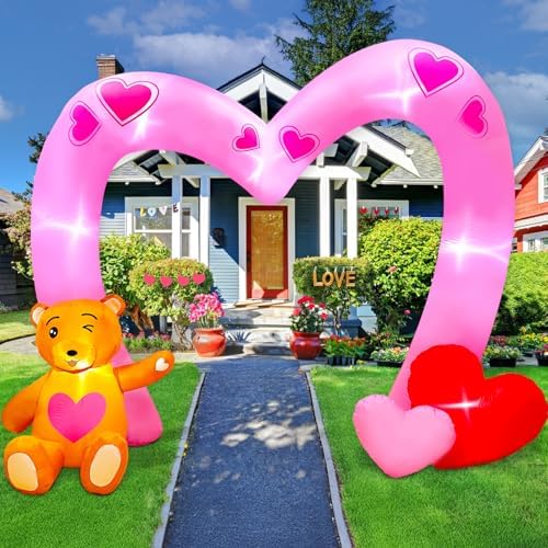 AerWo 10FT Valentines Day Inflatables Outdoor Decorations, Heart Shaped Archway Inflatables Valentines Blow Up Yard Decorations with Build-in LED Lights for Party Lawn Anniversary Wedding Decor - Image 3