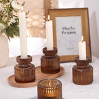 DARJEN 12 Pcs Glass Candlestick Holders- Amber Taper Candlestick Holders Tealight Votive Candle Holders for Table Centerpieces, Wedding, Dinner Party, Home Decor - Image 3