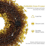 20" Yellow Fall Wreath for Front Door, Artificial Mums Autumn Wreath - Image 3