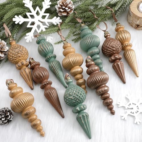 Yunlly 18 Pcs Neutral Christmas Ornaments Xmas Finial Tree Decor Set - Image 5