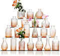 Glass Bud Vase Set of 20 - Small Vases for Flowers in Bulk - Assorted Vintage Crystal Vases for Flowers, Table Centerpieces (Amber, 20 Pcs) by Ulodimi