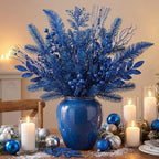 66 Pcs Christmas Glitter Picks and Sprays, Royal Blue - Image 3