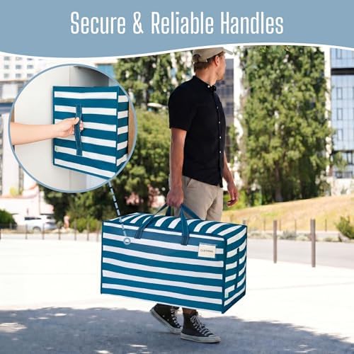 VENO 8 Pack Extra Large Heavy Duty Moving Bags with Wide Opening & Reinforced Handles, Reusable Storage Tote Bags with Strong Zippers for Clothes, College Dorm Essentials & Moving Supplies - Image 5