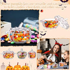 Mimorou 6 Pcs Glass Pumpkin Candy Jars with Lids, 3 Sizes Clear Bowls - Image 5
