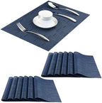 PIGCHCY Placemats Set of 12 Washable Durable Place Mats Vinyl Heat Resistant Non-Slip Table Mats Indoor Outdoor (Midnight Blue) by PIGCHCY