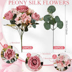 24 Bundles Dusty Pink Peonies Artificial Flowers for Centerpieces - Image 2