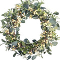 20Inch Artificial Eucalyptus Berry Wreath Green Leaf Eucalyptus Wreaths Spring Summer Wreath for Front Door Window Hanging Wall Party Decorations (20in) by Bibelot