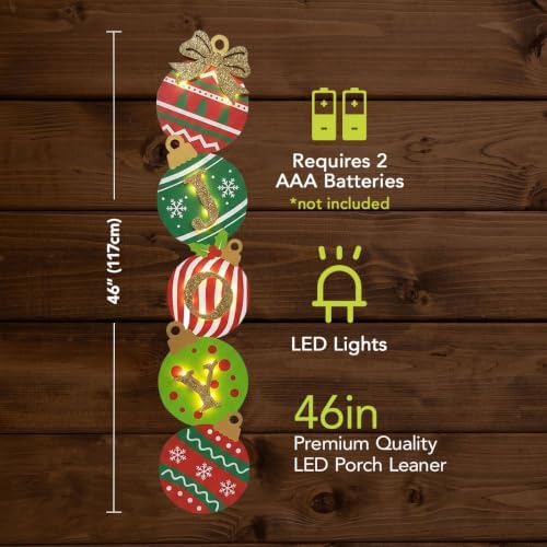 Briarwood Lane LED Sculpted Porch Leaner 46x9.5 Joy Christmas Ornaments - Image 4