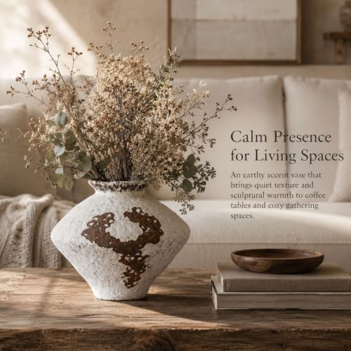 Wabi Sabi Rusty Vintage Vase, 11.4" Tall Wabi Sabi Decor Rustic Farmhouse Pottery Vase for Centerpiece, Textured Pottery Flower Vases for Home Decor, Table, Living Room, Bathroom, Kitchen - Image 4
