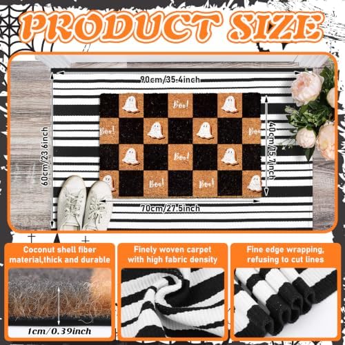 Moucuny 2 Coir Outdoor Mat,Non Slip, 24'' X 35'',16'' X 28'', Checkered Ghost - Image 4