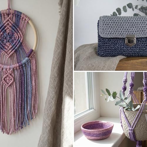 Makromecity Sparkle 2 Skeins of Polypropylene Macrame Cord 3mm x 131 Yards (394 feet) Premium Polyester Macrame Cord for Macrame Art & Crafts for Wall Hangings, Bags, Underplate, Rug - Image 4