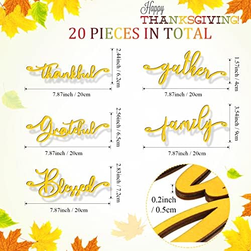 Jetec 40 Pieces Thanksgiving Decor Thankful Grateful Blessed, Gold - Image 2