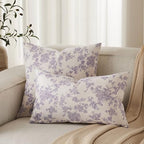 2 Pack French Floral Throw Pillow Covers 24x24in, Purple/Cream - Image 4
