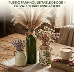 Ceramic Vases Set of 3,Green & Beige Farmhouse Vintage Rustic Vase - Image 5