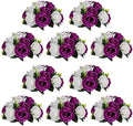 NUPTIO Flower Balls Centerpieces for Tables: Purple White Fake Roses by Nuptio